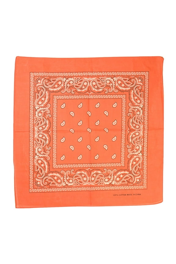 12Pcs Bandanas 100% Cotton Double Sided Paisley Print Head Wrap Scarf Headband Orange