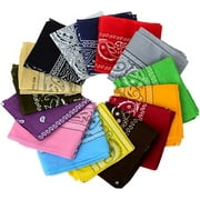 12Pcs Bandanas 100% Cotton Double Sided Paisley Print Head Wrap Scarf Headband Random Mixed