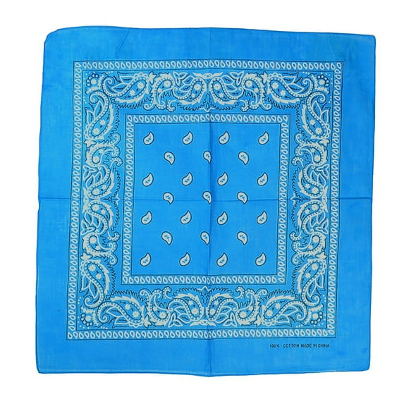 12Pcs Bandanas 100% Cotton Double Sided Paisley Print Head Wrap Scarf Headband Sky Blue
