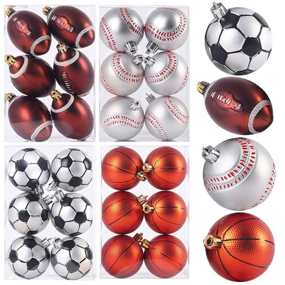 12Pcs Baseball Ornaments for Christmas Tree, 2.5in Xmas Balls Sports Theme Baseball Christmas Tree Hanging Decorations Christmas Ornaments for Home Office Holiday Party