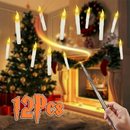 12Pcs Battery Operated Flameless Floating Candles, LED Hanging  for Halloween Christmas