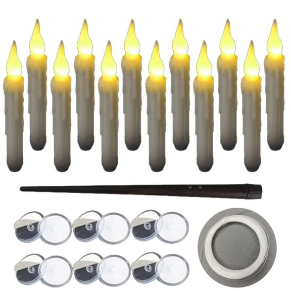 12Pcs Battery Operated Flameless Led Taper Candles With Remote Control Warm White Flashing For Holiday Decor 15X3Inch