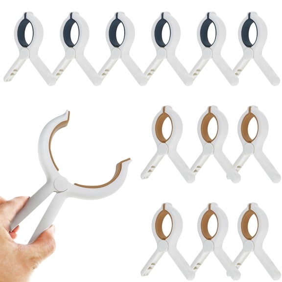 12Pcs Beach Towel Clips 2 Colors Beach Chair Clips Non Slip Plastic Towel Clips with Silicone Mat Seamless Plastic Clothespins Lightweight Plastic Laundry Clothes Pins for Beach Chair Pool Camping