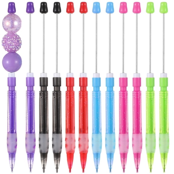 12 Pack Beadable Mechanical Pencils – 0.7mm Multicolor DIY Drawing Pencils with Silicone Hand Guard, Smooth Writing, customizable with Beads, for Sketching, Journaling & Gifts