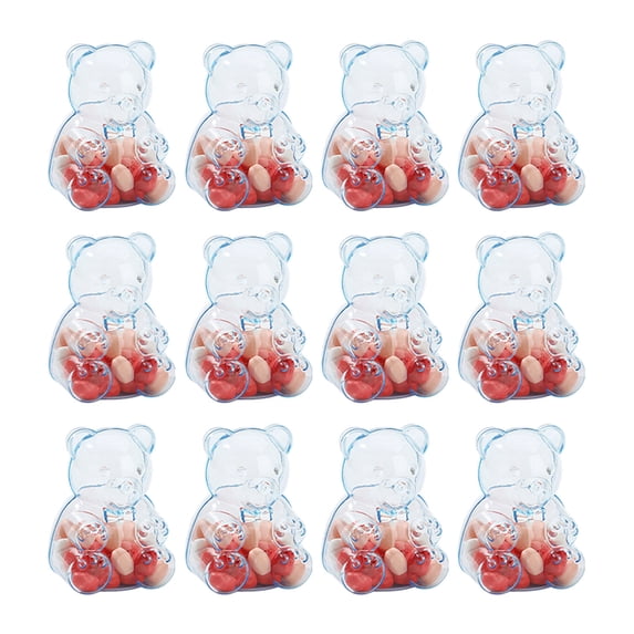 12Pcs Bear Shaped Acrylic Candy Boxes Creative Bear Shaped Treats Favors Box For Weddings Birthdays Party Favors 7X5Cm
