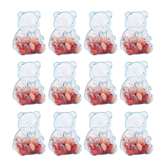 12Pcs Bear Shaped Acrylic Candy Boxes Creative Bear Shaped Treats Favors Box For Weddings Birthdays Party Favors 7X5Cm