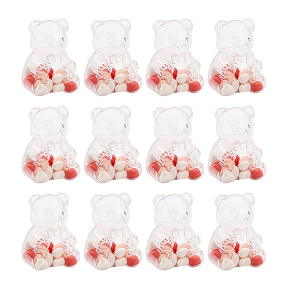 12Pcs Bear Shaped Acrylic Candy Boxes Creative Bear Shaped Treats Favors Box For Weddings Birthdays Party Favors 7X5Cm