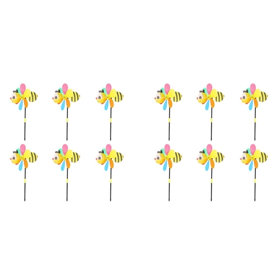 12Pcs Bee Wind Spinners Pinwheels 3D Animal Windmills Garden Stakes Ornaments for Lawn Yard Patio Party Decor
