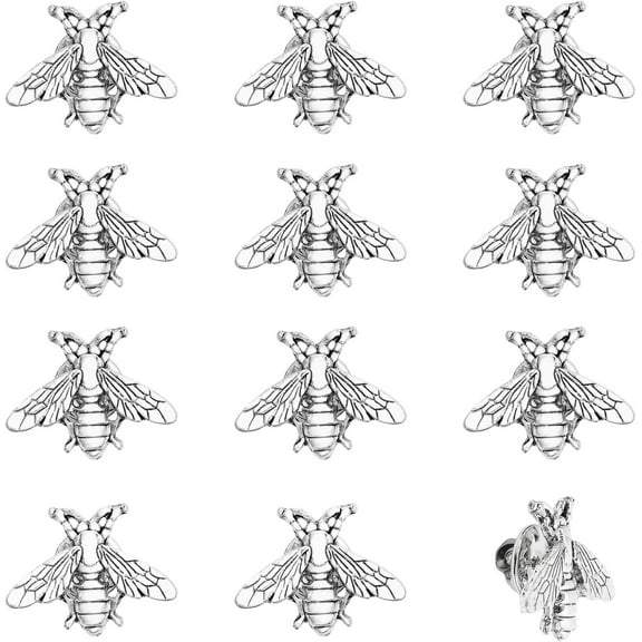 12Pcs Bees Alloy Lapel Pins for Backpack Clothes Decorations Party Anniversary Accessories Gifts Silver 26x20x3mm colorful