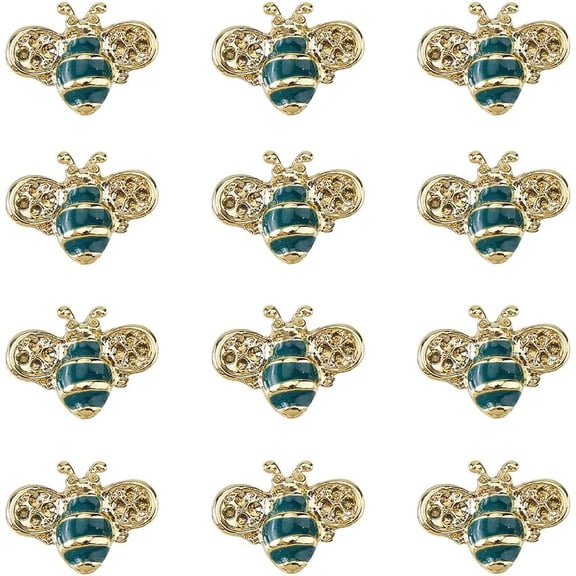 12Pcs Bees Enamel Brooch Golden Bee Pin Alloy Bee Brooch Pins Rhinestones Themed Bee Pin Honey Bee Brooch for DIY Blouse Dress Sweater Shawl Decoration