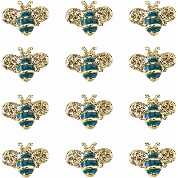 12Pcs Bees Enamel Brooch Golden Bee Pin Alloy Bee Brooch Pins Rhinestones Themed Bee Pin Honey Bee Brooch for DIY Blouse Dress Sweater Shawl Decoration