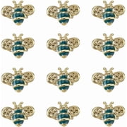 12Pcs Bees Enamel Brooch Golden Bee Pin Alloy Bee Brooch Pins Rhinestones Themed Bee Pin Honey Bee Brooch for DIY Blouse Dress Sweater Shawl Decoration