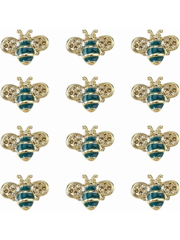 12Pcs Bees Enamel Brooch Golden Bee Pin Alloy Bee Brooch Pins Rhinestones Themed Bee Pin Honey Bee Brooch for DIY Blouse Dress Sweater Shawl Decoration