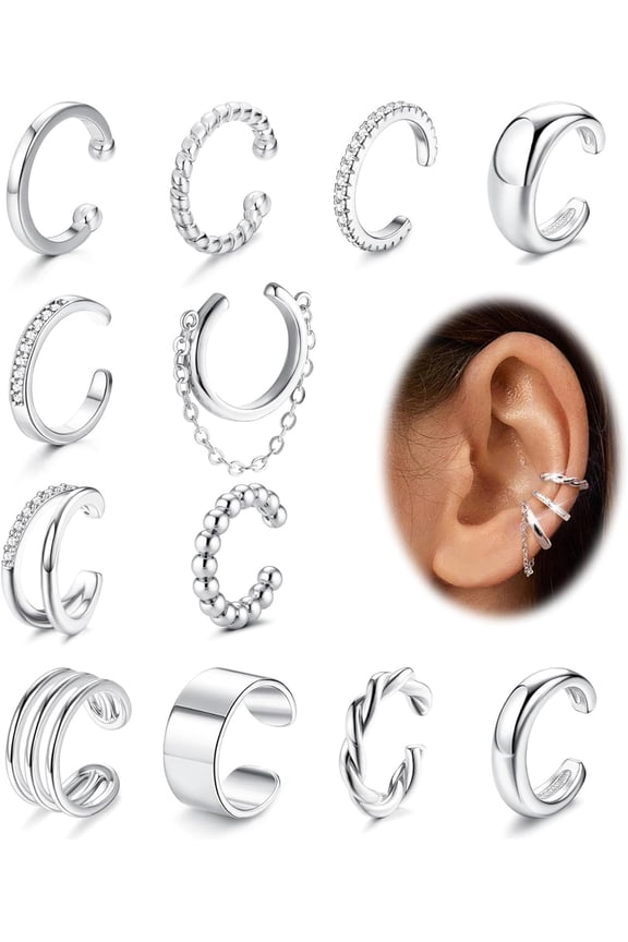 12Pcs Best Ear Cuffs for Women Non Piercing 18K Gold Electroplated Adjustable on Cartilage Earrings Ear Cuff No Piercing Gold Ear Cuff Clip Fake Earrings[r320]