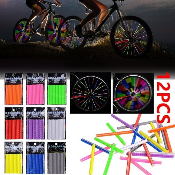 12Pcs Bicycle Wheel Spoke Reflectors, 360° Reflective Visibility Boost For Cycling Safety, Easy Snap-In Installation On Standard Spokes Fits 8-Inch Toddler To 24-Inch Bikes