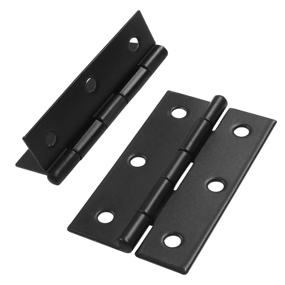 12Pcs Black Door Hinges, 2.5 Inch Small Cabinet Hinges Metal Folding Butt Hinge with Mounting Screws, Window Hinges for Wooden Box, Jewelry Box, Bedroom Door, Cabinet Door