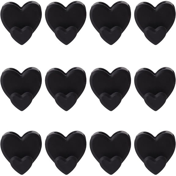 12Pcs Black Heart Shape Clothes Hanger, Space Saving Hanger Hook Wardrobe Closet Clothing Space Saving Hanger Hook