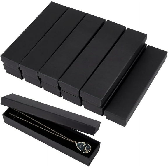 12Pcs Black Jewelry Gift Boxes 9.4x2.2x1.4inch Rectangle Cardboard Jewelry Case with Velvet Inner for Wedding Birthday Party Graduation Anniversary for DIY