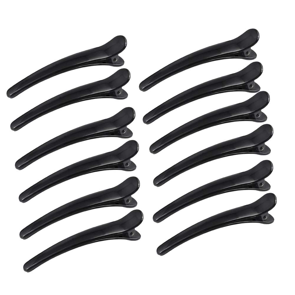 12Pcs Black Plastic Hair Styling Clips Duckbill Clips Alligator Clips