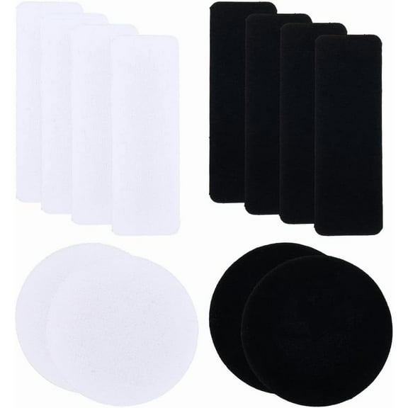 12Pcs Black White Shoe Patches for Holes Self-Adhesive Rectangular Round Shape Heels Repair Fabric Form Replacement Patch Kit for Sneakers Tennis Shoes Mesh Prevention Toe Heel Colorful