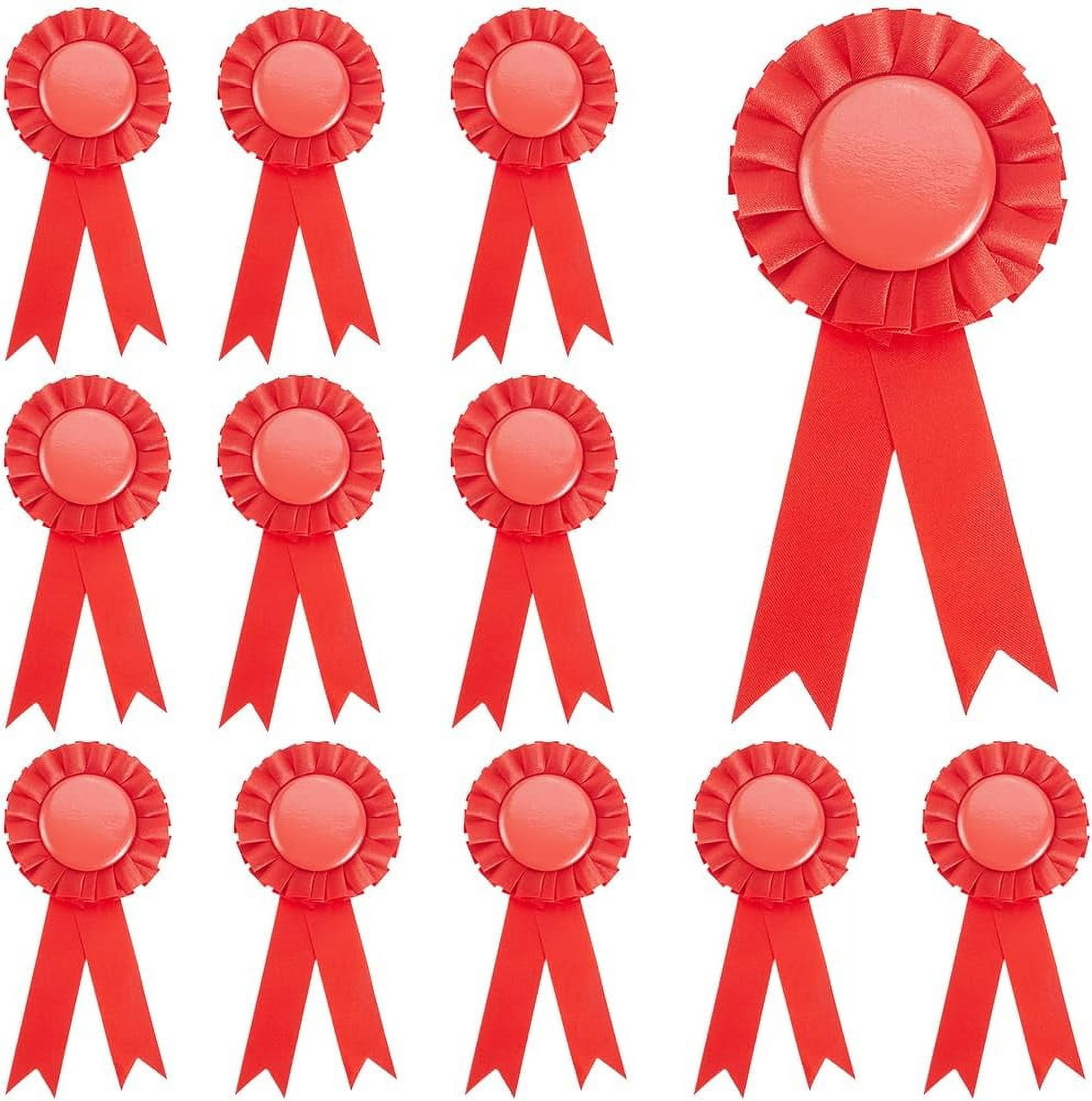 12Pcs Blank Award Ribbon Button Pin Red Brooch Winner Victory Ribbons ...