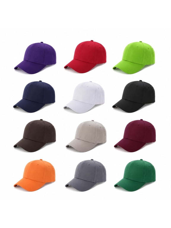 12Pcs Blank Baseball Caps Bulk, Adjustable Washed Hats for Men and Women, Unisex Plain Outdoor Caps with Back Strap for Custom DIY and Daily Wear
