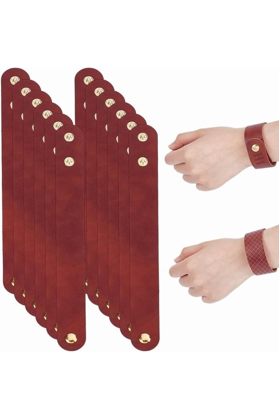 12Pcs Blank Leather Bracelet 8.7 Inch Adjustable Genuine Leather Bracelets 1 Inch Wide Two Snap Cowhide Bracelets DIY Craft Wristband Cowhide Wristband for DIY Craft Jewelry Making