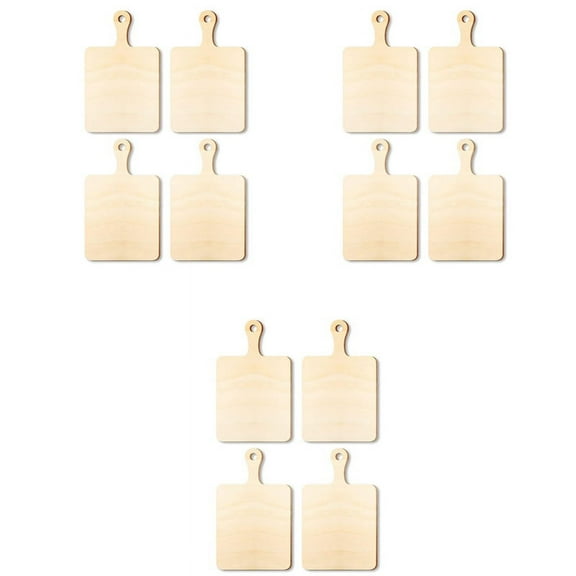 12Pcs Blank Mini Wooden Cutting Boards with Handle Small Cutting Board DIY Home Kitchen Cooking Vegetable