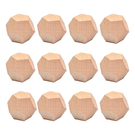 12Pcs Blank Wooden Dice 12 Sided Blank Dice Wood Cubes 1.18*1.18*1.18in Unfinished Wood Blocks for DIY Craft Projects Painting Drawing Stacking Staining