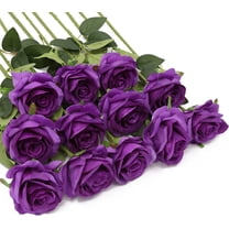 12Pcs Blue Roses Artificial Flowers Fake Silk Rose Flowers Bouquet with Long Stem Faux Roses Life-Like Flowers for Wedding Home Decor Floral Arrangement Party Table Centerpieces (Royal Blue) A