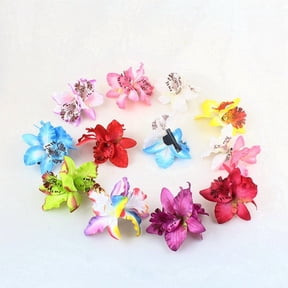 12Pcs Bohemian Flower Hair Clips Set with Simulated Tropical Flowers for Women, Multi-color Seaside Hair Barrettes for Summer Beach Party and Holiday Accessories(Q)