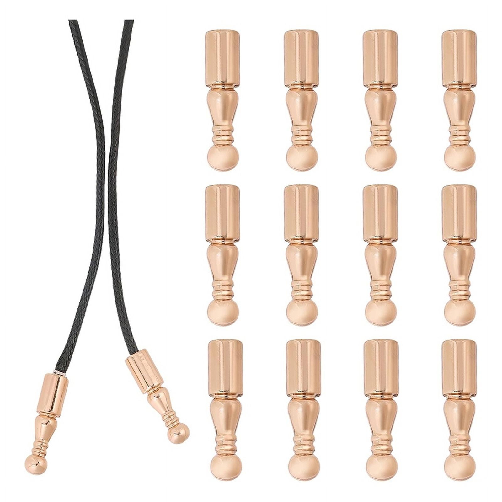 12Pcs Bolo Tie Tips Replacement End Caps Long Alloy Cord Ends Smooth for Clothes Decoring Chain Bracelet DIY Crafts B