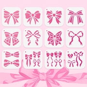 12Pcs Bows Stencils Painting 3.9x3.9 Reusable Bows Stencil Drawing Templates DIY Craft Paint Templates