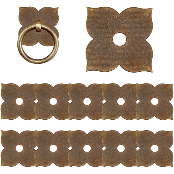 12Pcs Brass Backplate Washers Hardware Metal Closet Cabinet Knob Classical Furniture Decoration Gasket for Interior Design Doors Furniture Cabinet Bronze