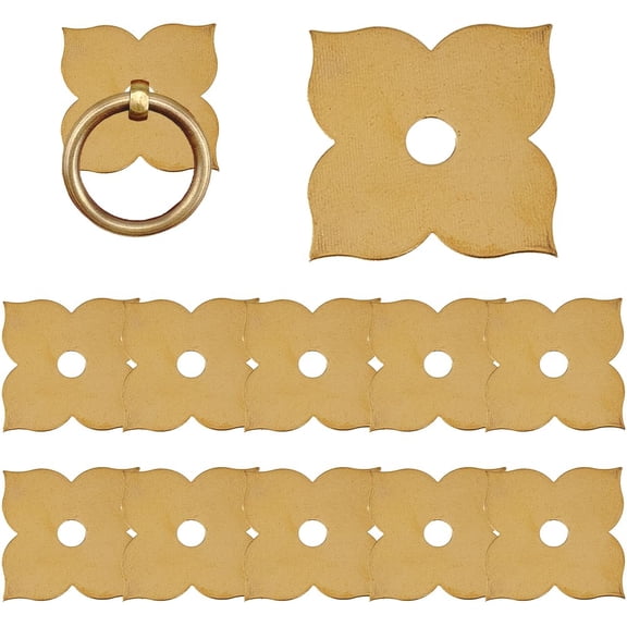 12Pcs Brass Backplate Washers Hardware Metal Closet Cabinet Knob Classical Furniture Decoration Gasket for Interior Design Doors Furniture Cabinet Golden Gold DIY