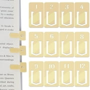 12Pcs Brass Bookmarks 1-12 Number Mini Planner Page Clips Book Marks Notebook Darts Book Markers for Reading School Work Book Lovers Teachers Classmates Friends Birthday Gifts Golden