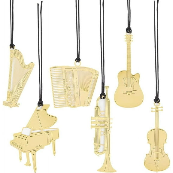 12Pcs Brass Bookmarks Musical Instrument Page Clips Book Marks Notebook Darts Book Markers with Tassel for Reading School Work Book Lovers Teachers Classmates Friends Birthday Gifts Brass