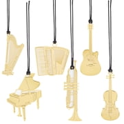 12Pcs Brass Bookmarks Musical Instrument Page Clips Book Marks Notebook Darts Book Markers with Tassel for Reading School Work Book