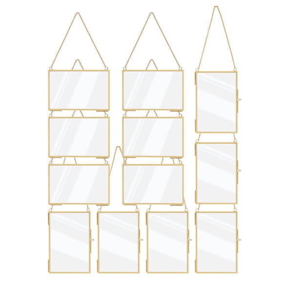 12Pcs Brass Glass Frame for Pressed Flowers, Dried Plant  DIY Artwork Wall Decor