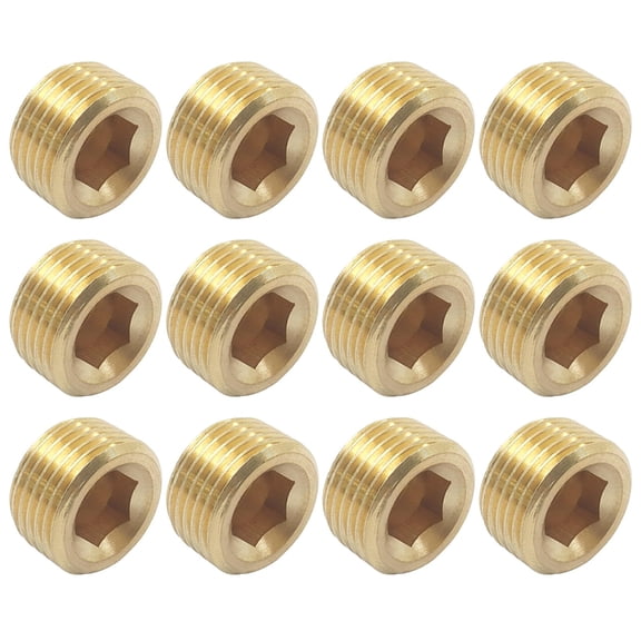 12Pcs 3/8inch Metal Hexagonal Pipe Plug For Plumbing And Mechanical Applications