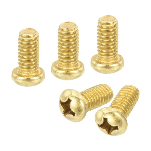 12Pcs Brass Machine Screws, M6x12mm Phillips Pan Head Fastener Machinery Bolts