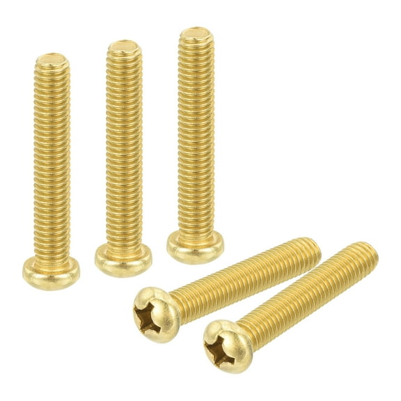 12Pcs Brass Machine Screws, M6x35mm Phillips Pan Head Fastener Machinery Bolts