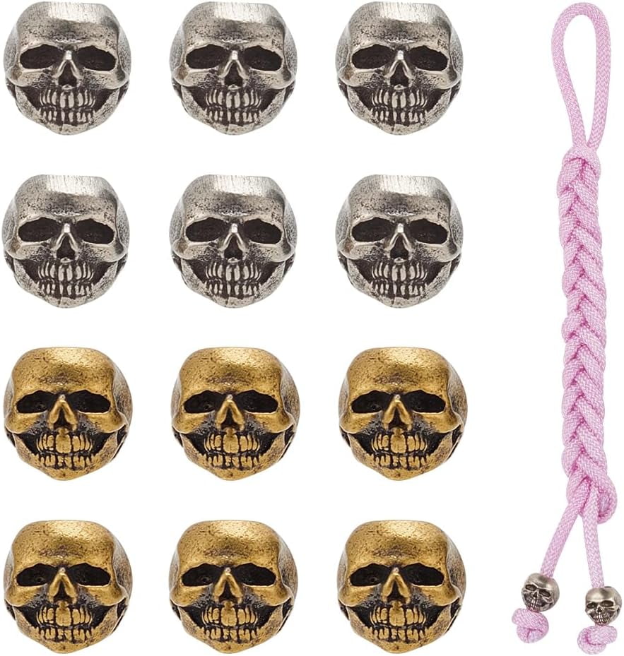 COGCHARGER 50pcs Tibetan Style Alloy Skull Beads - Large Hole Beads For Jewelry Making, Halloween DIY