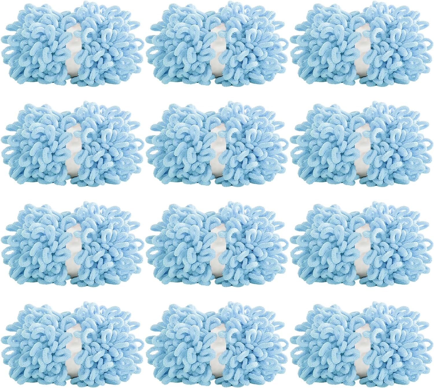 12Pcs Bulky Loop Yarn for Finger Knitting Soft,Off The Hook Loop Yarn,No-Needle Craft Chenille Yarn for Crocheting, Hand-Knitting Yarn (9.8 yds,3.5 oz Each Skein)