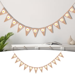 12Pcs Burlap Bunting Banner Rustic Wedding Decor, Reusable Hessian Burlap Garland, Pre-Strung Pennant Banner for Wedding Bridal Shower Birthday, Spring Party Home Decor