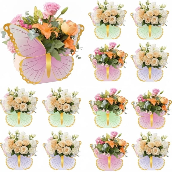 12Pcs Butterfly Paper Flower Gift Boxes, Pastel Colors Floral Butterfly Favor Boxes for Baby Shower Bridal Shower Girl Birthday Party,Tea Party Favors,Wedding Decorations