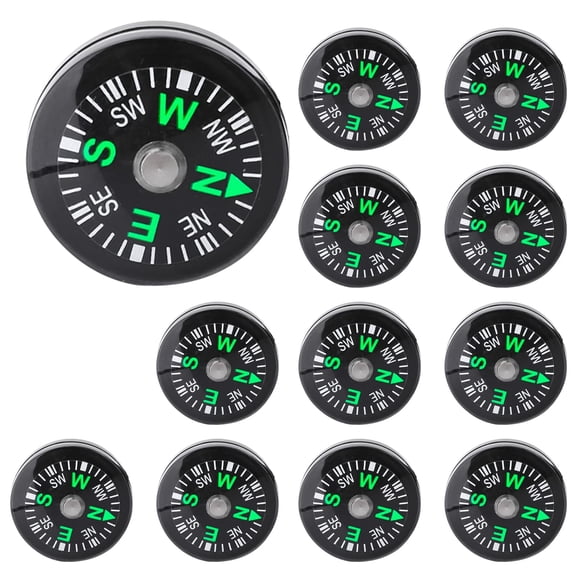 12Pcs Button Compass Mini Compass, 20mm Pocket Oil Filled Compass Kit for Emergency Survival Watch Band Paracord