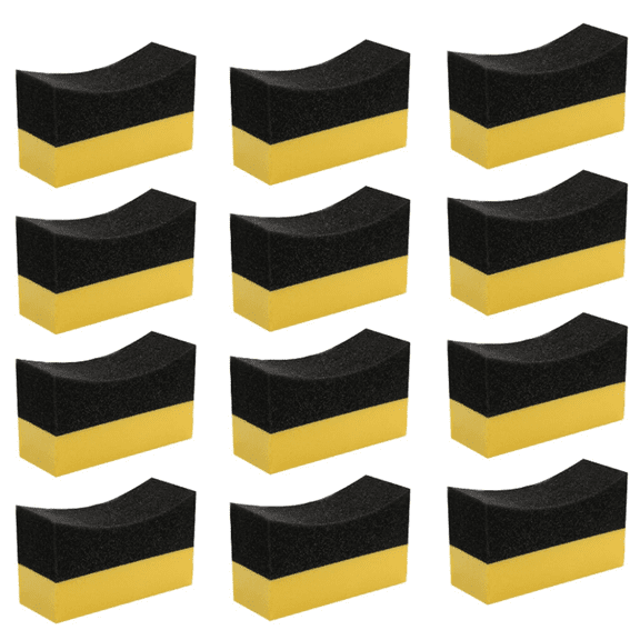 12Pcs Car Care Applicator Pad, Car Tire Wheel Dressing Curved Foam Sponge Pad, Gloss Shine Color Polishing Sponge Wax, Mess Free Application Tire Dressings