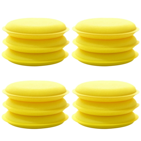 12Pcs Car Waxing Polish Sponges 10cm Car Detailing Wax Applicator Pads Round Pocket Microfiber Foam Sponges Car Cleaning