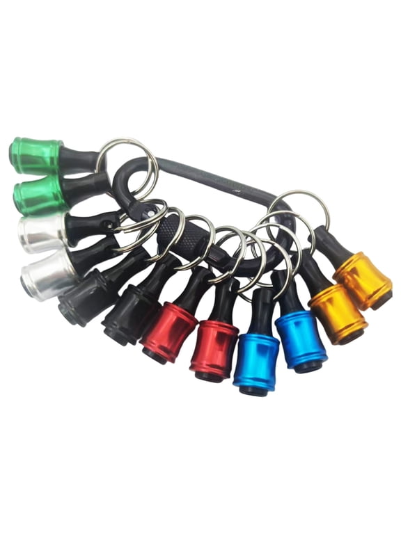 12Pcs Carabiner Bit Holder Keychain,Hex Shank Aluminum Alloy Screwdriver Bits Holder,Lightweight Drill Bit Holder Key Chain Quick Release Extension Bar Screw Adapter Gifts for Man(Black)